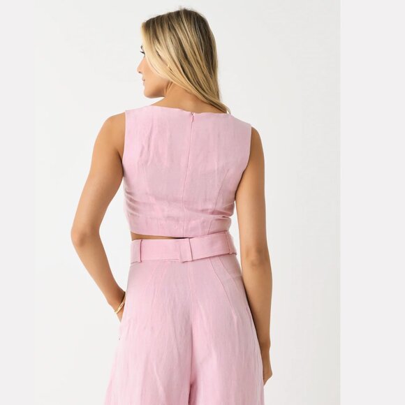 NWT - Matthew Bruch Pink Linen Wrap Top - 4 - NWT - Picture 5 of 9